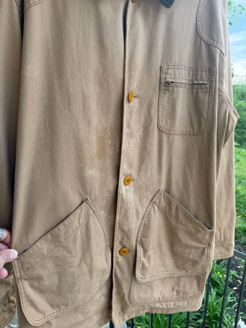 L.L. Bean Barn Coat Jacket‎ XXL Tall Tan Canvas Chore Coat Plaid Lined Workwear